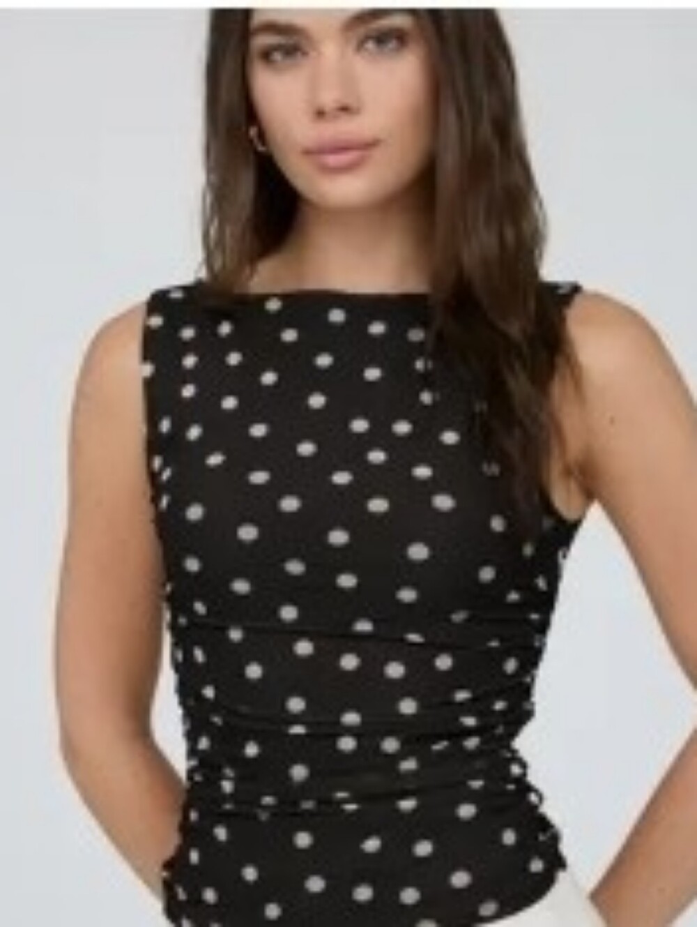 Black Polka Dot Sleeveless Tank Top